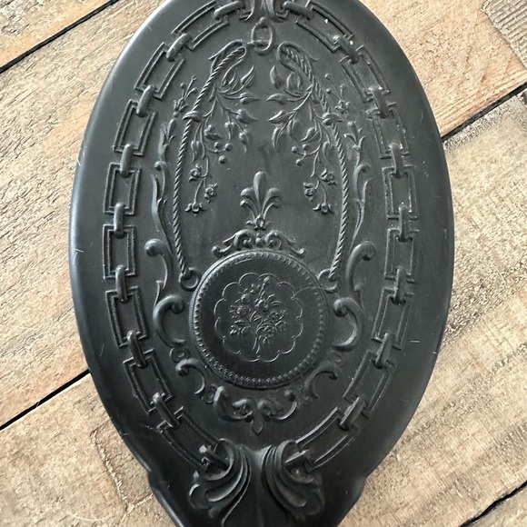 Antique vanity hand mirror Thermoplastic gutta percha. Mirror  Patented 1866 - Picture 7 of 8